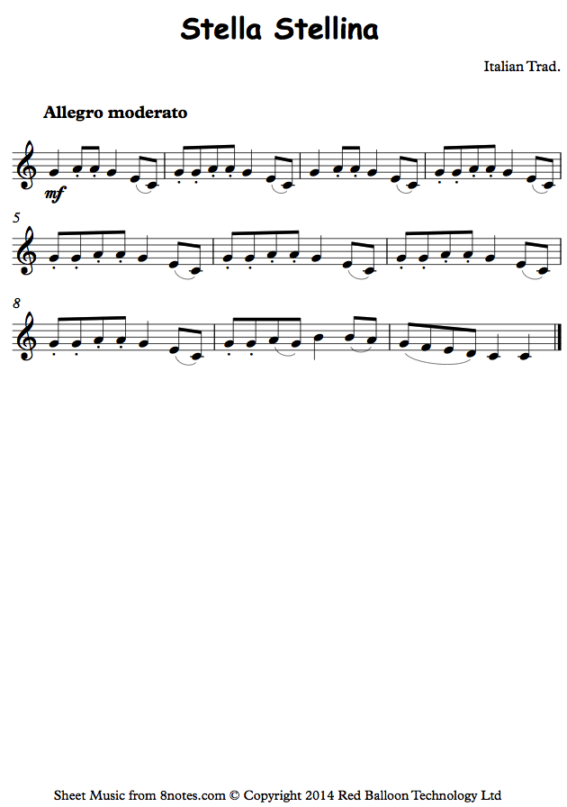 Stella Stellina (Italian Traditional) sheet music for Trumpet