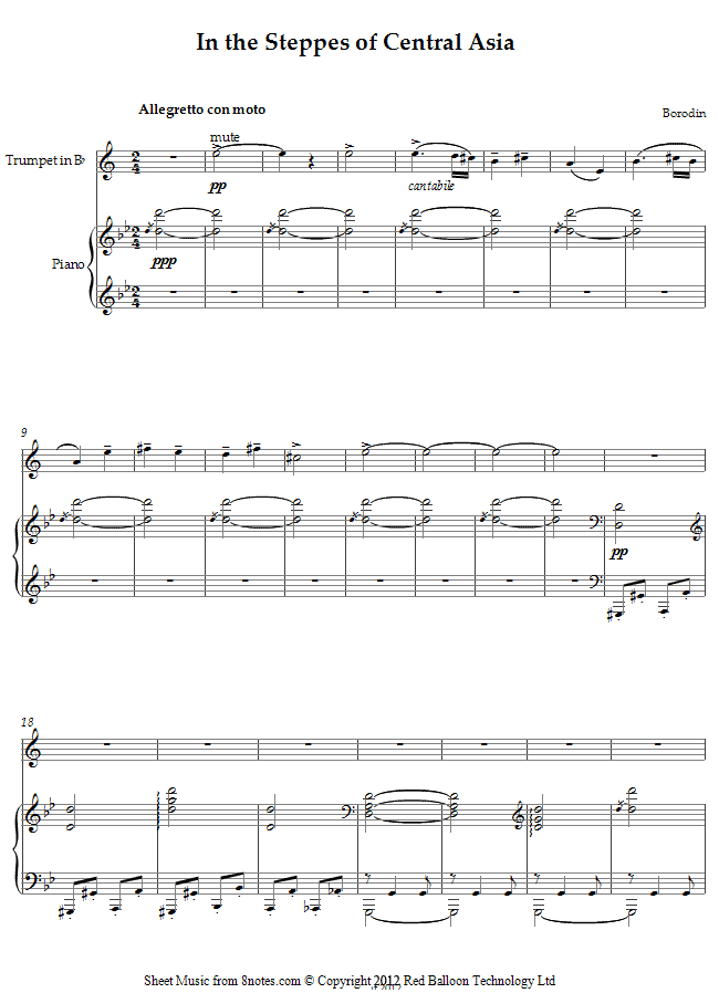 Borodin - In the Steppes of Central Asia sheet music for Trumpet Borodin - In the Steppes of Central Asia sheet music for Trumpet