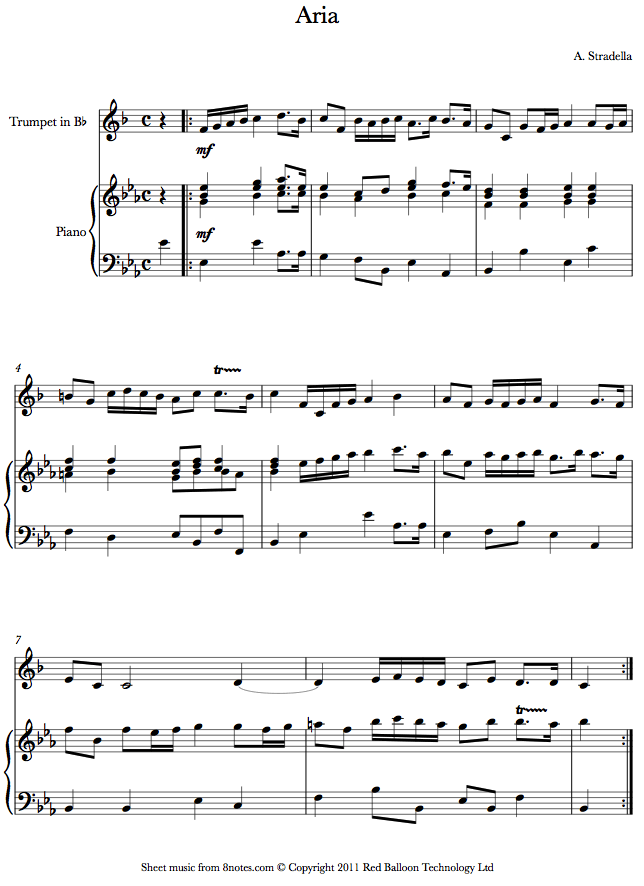 Alessandro Stradella - Aria sheet music for Trumpet Alessandro Stradella - Aria sheet music for Trumpet
