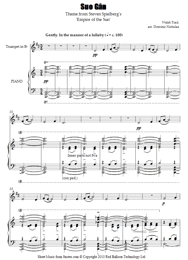 Theme from Empire of the Sun ( Suo Gan ) sheet music for Trumpet Theme from Empire of the Sun ( Suo Gan ) sheet music for Trumpet