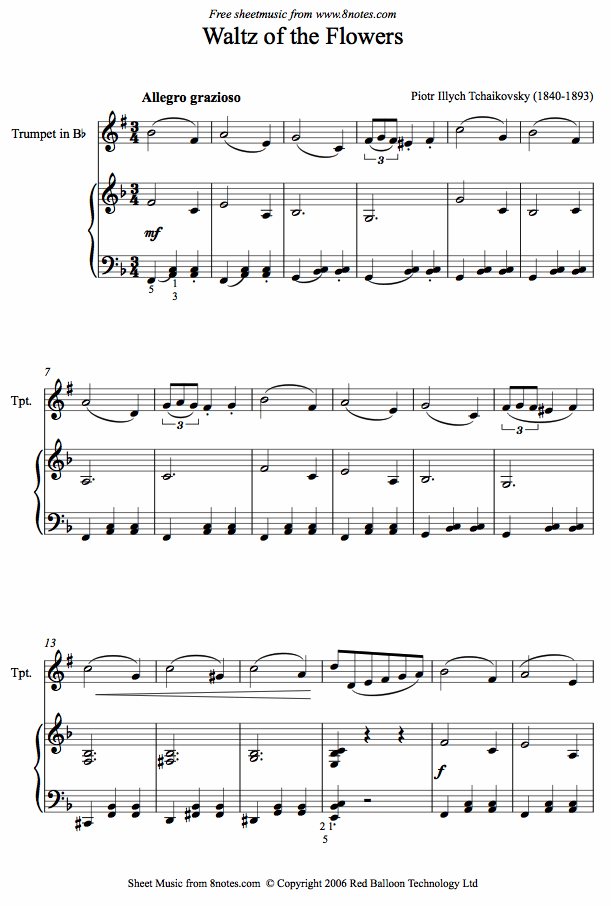 Tchaikovsky - Dance of the Flowers from the Nutcracker sheet music for Trumpet Tchaikovsky - Dance of the Flowers from the Nutcracker sheet music for Trumpet