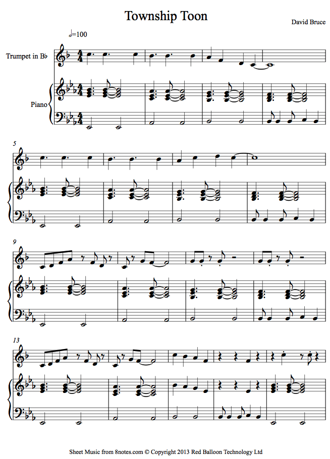 David Bruce - Township Toon sheet music for Trumpet David Bruce - Township Toon sheet music for Trumpet