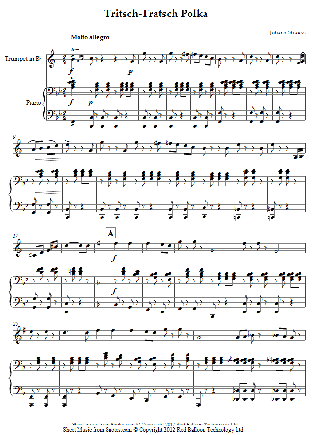 Strauss II - Tritsch-Tratsch Polka sheet music for Trumpet Strauss II - Tritsch-Tratsch Polka sheet music for Trumpet