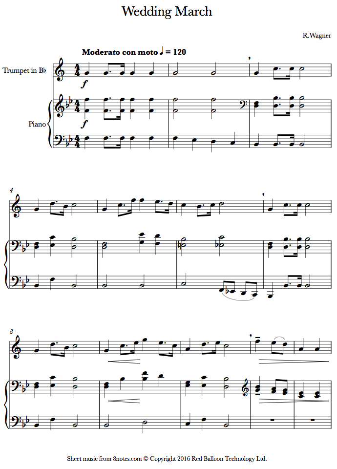 Wagner - Wedding March sheet music for Trumpet Wagner - Wedding March sheet music for Trumpet
