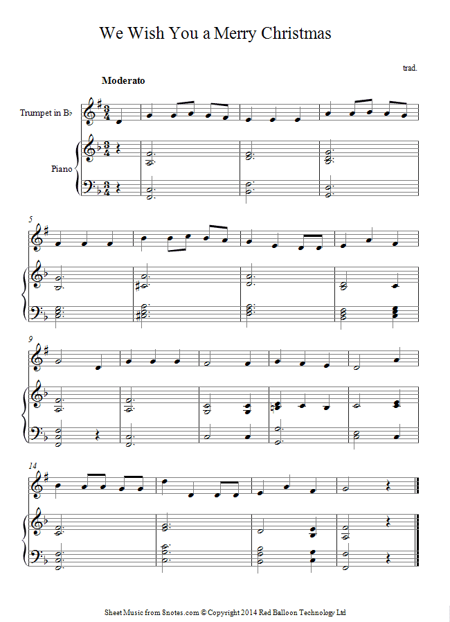 We wish you a merry christmas sheet music for Trumpet We wish you a merry christmas sheet music for Trumpet