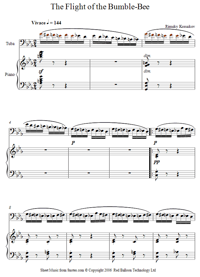 Rimsky-Korsakov - Flight of the Bumblebee sheet music for Tuba Rimsky-Korsakov - Flight of the Bumblebee sheet music for Tuba