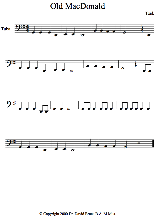 old macdonald had a farm sheet music for tuba 8notes com copyright duration chart