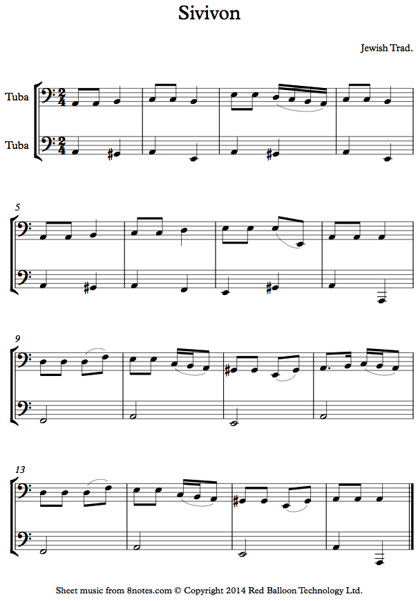 Sivivon (Jewish Traditional) sheet music for Tuba Duet Sivivon (Jewish Traditional) sheet music for Tuba Duet