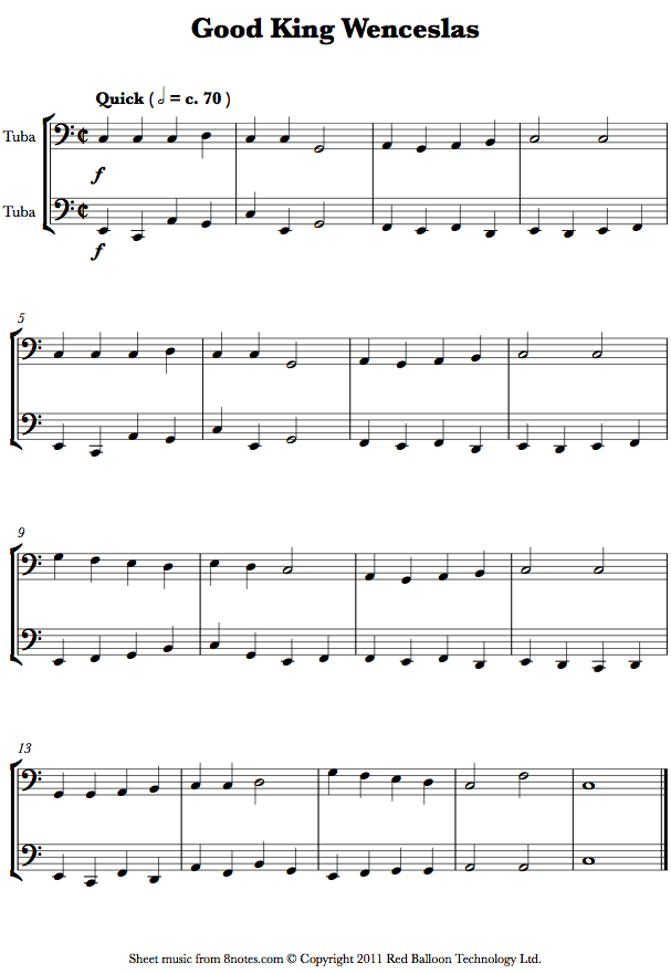 Good King Wenceslas sheet music for Tuba Duet Good King Wenceslas sheet music for Tuba Duet