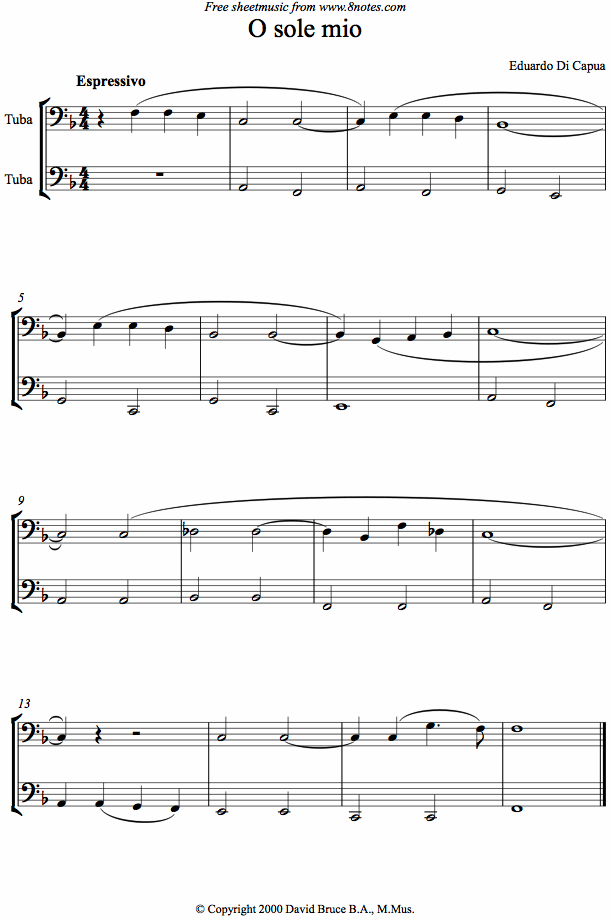 Di Capua - O Sole Mio sheet music for Tuba Duet Di Capua - O Sole Mio sheet music for Tuba Duet