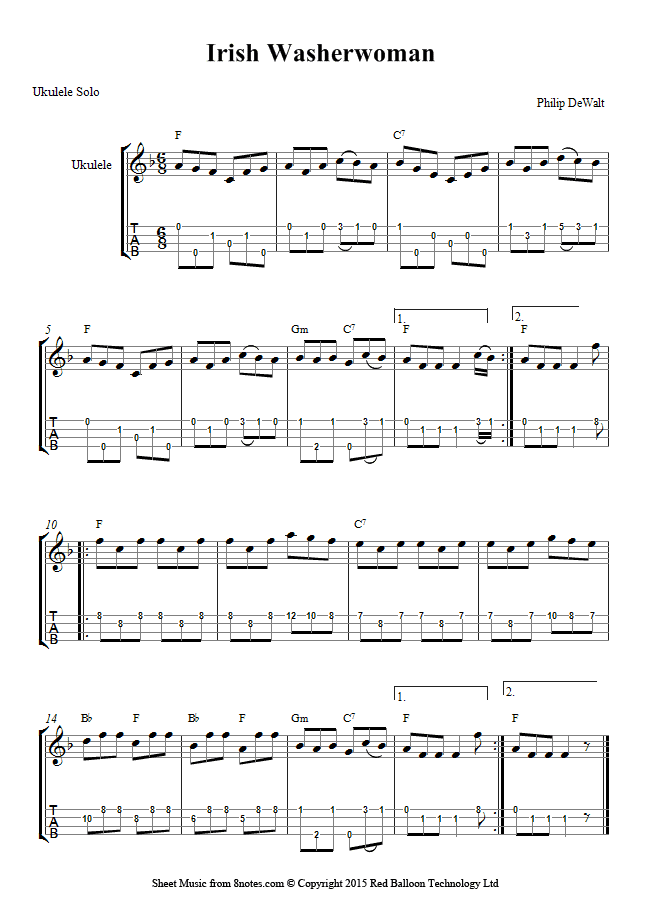 Irish Washerwoman sheet music for Ukulele