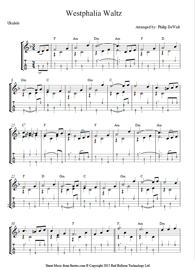 Westphalia Waltz sheet music for Ukulele