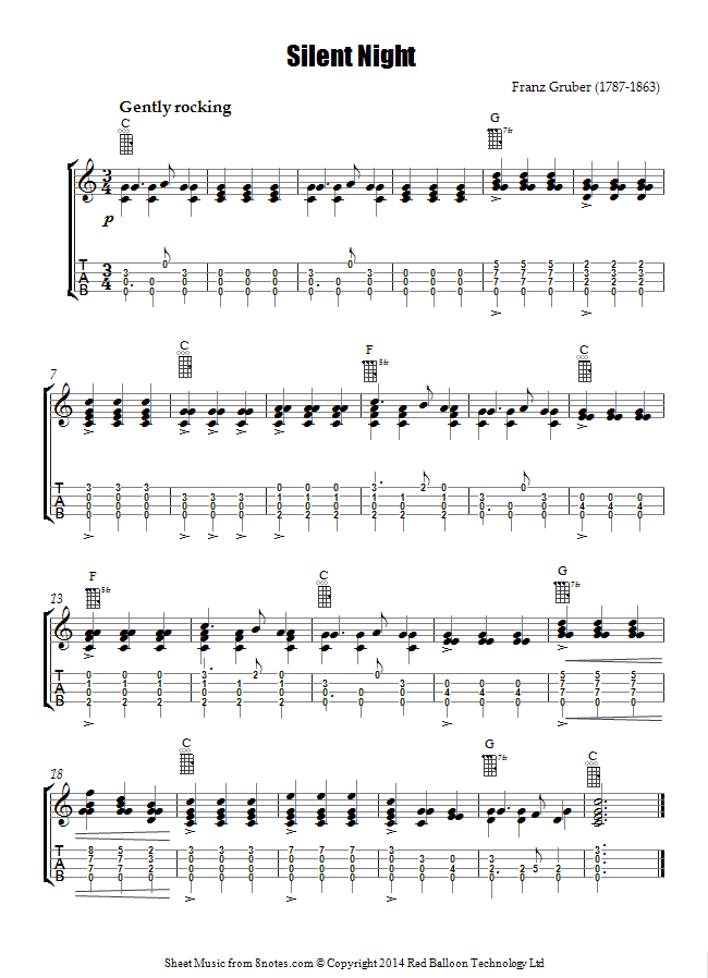 Silent Night sheet music for Ukulele Silent Night sheet music for Ukulele