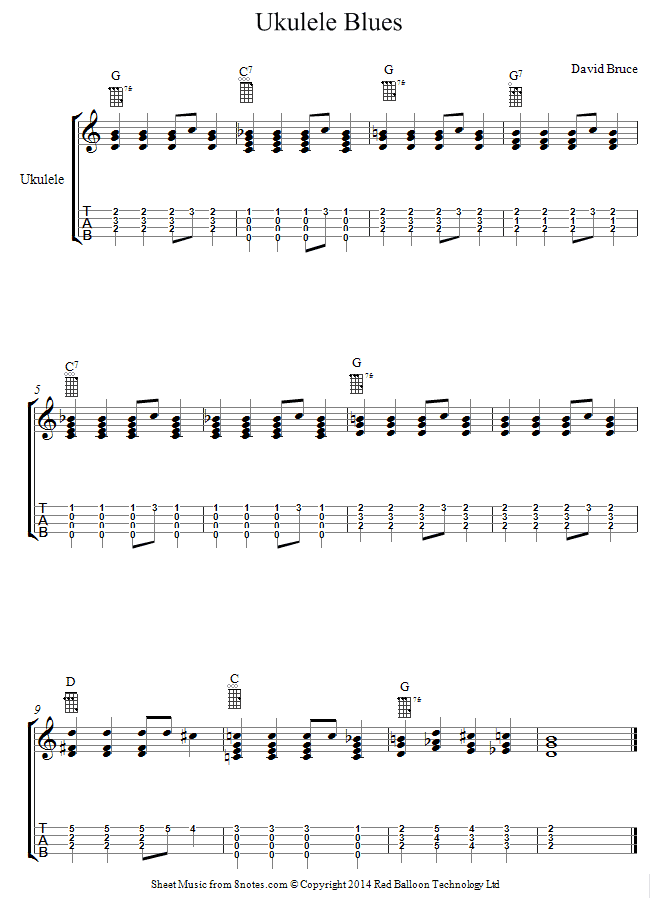 ukulele ukulele blues sheet music - 8notes.com