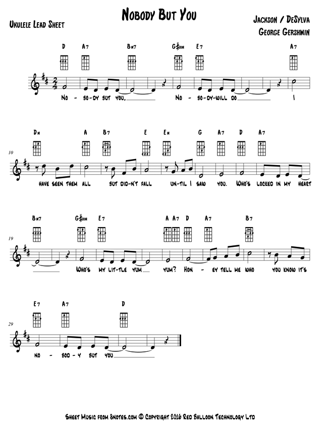 Gershwin Nobody But You sheet music for Ukulele Lead Sheets