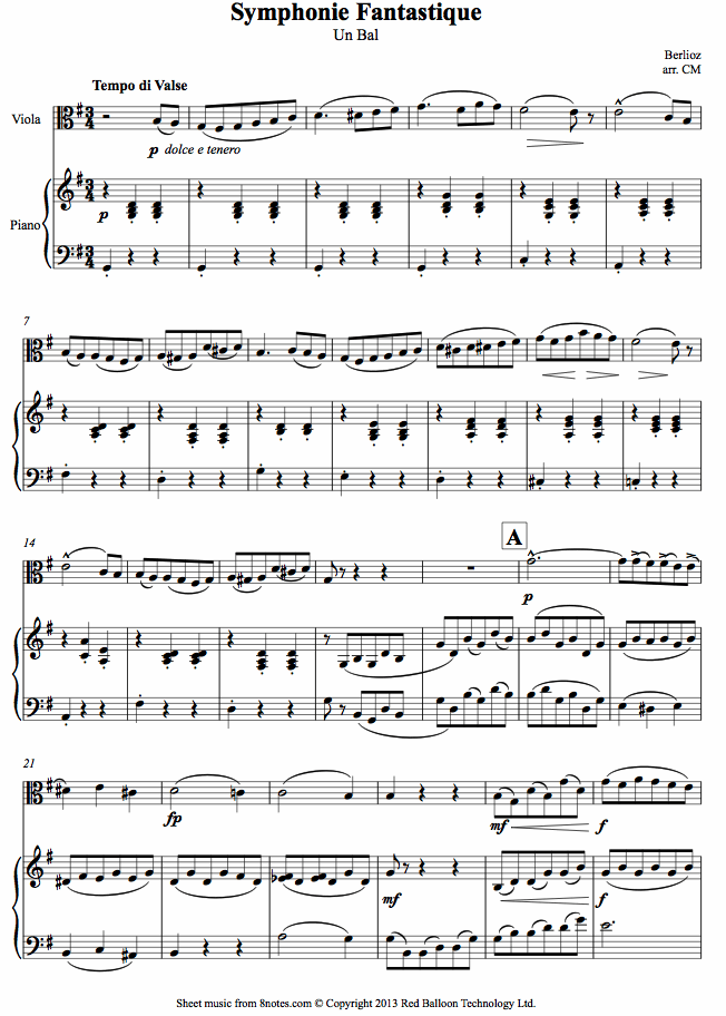 Berlioz - Symphonie Fantastique - Un Bal sheet music for Viola Berlioz - Symphonie Fantastique - Un Bal sheet music for Viola