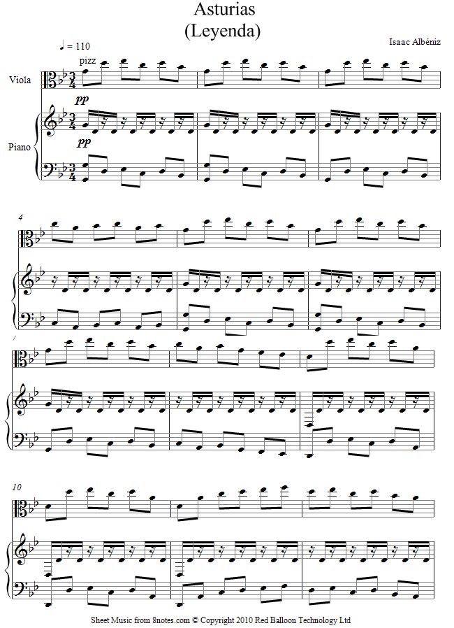 Albéniz - Asturias (Leyenda) sheet music for Viola Albéniz - Asturias (Leyenda) sheet music for Viola