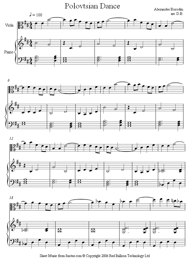 Borodin - Polovtsian Dance sheet music for Viola Borodin - Polovtsian Dance sheet music for Viola