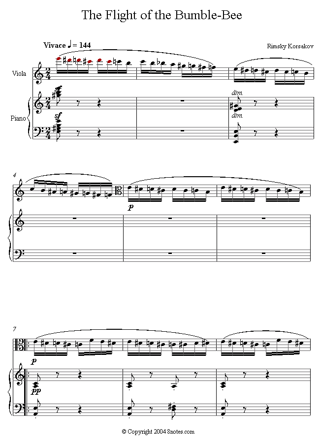 Rimsky-Korsakov - The Flight of the Bumblebee sheet music for Viola Rimsky-Korsakov - The Flight of the Bumblebee sheet music for Viola