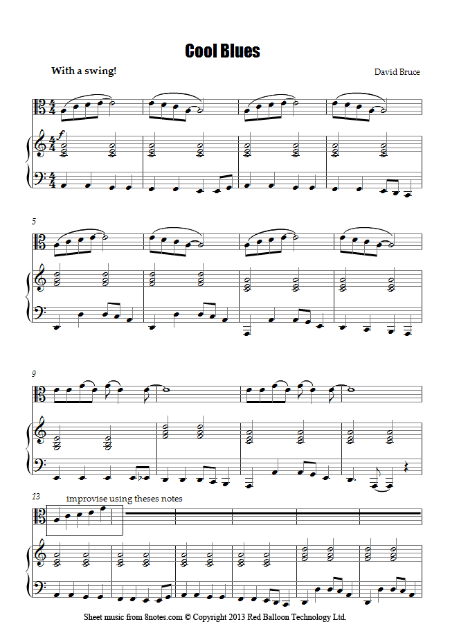 David Bruce - Cool Blues sheet music for Viola David Bruce - Cool Blues sheet music for Viola