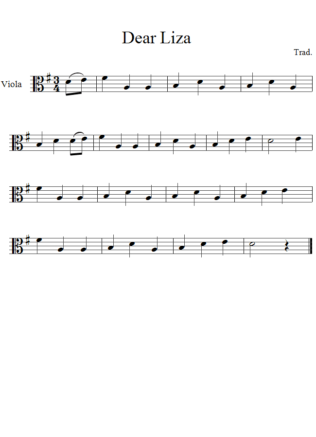 Dear Liza sheet music for Viola Dear Liza sheet music for Viola