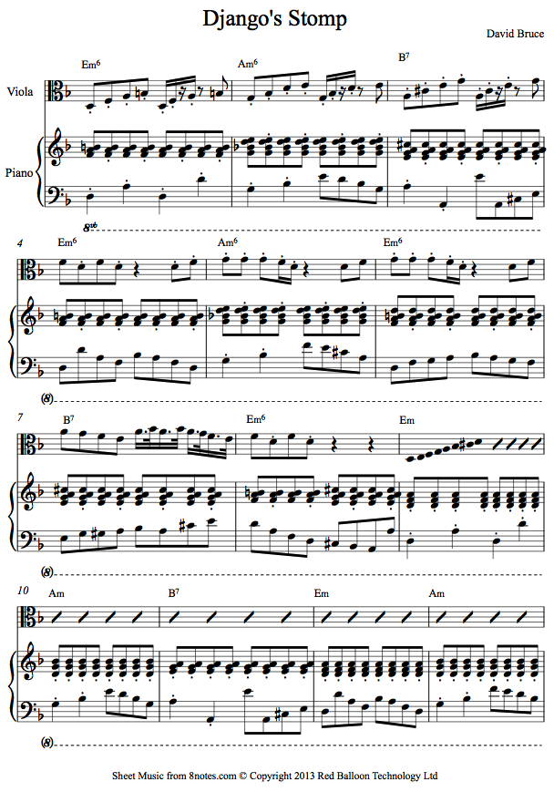 David Bruce - Django's Stomp sheet music for Viola David Bruce - Django's Stomp sheet music for Viola