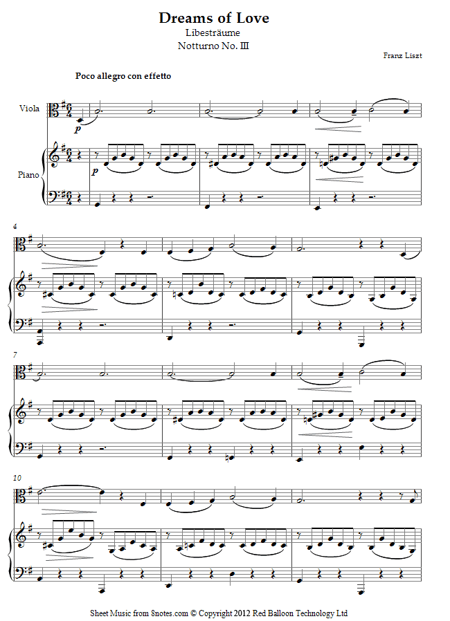 Liszt - Libestraume Notturno No. III sheet music for Viola Liszt - Libestraume Notturno No. III sheet music for Viola