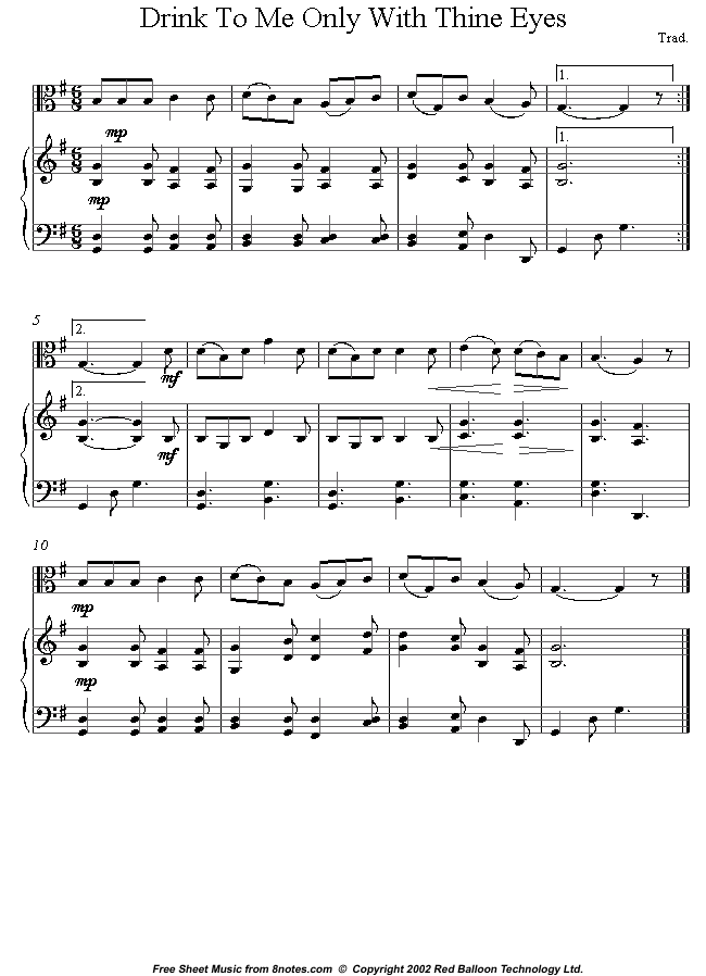 Drink To Me Only With Thine Eyes sheet music for Viola Drink To Me Only With Thine Eyes sheet music for Viola