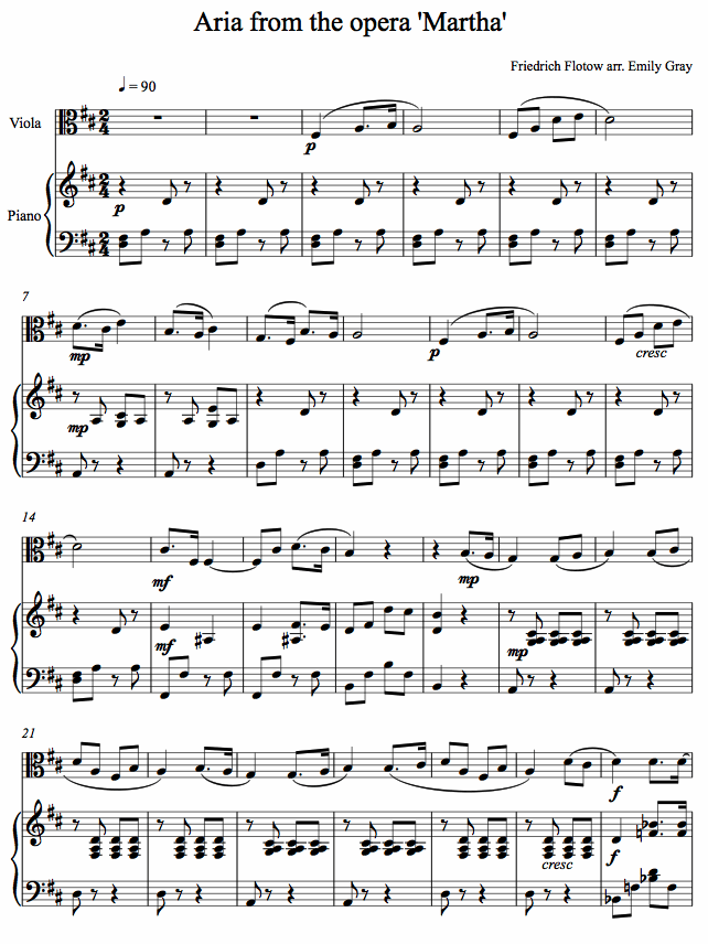 Flotow - Aria from Martha sheet music for Viola Flotow - Aria from Martha sheet music for Viola