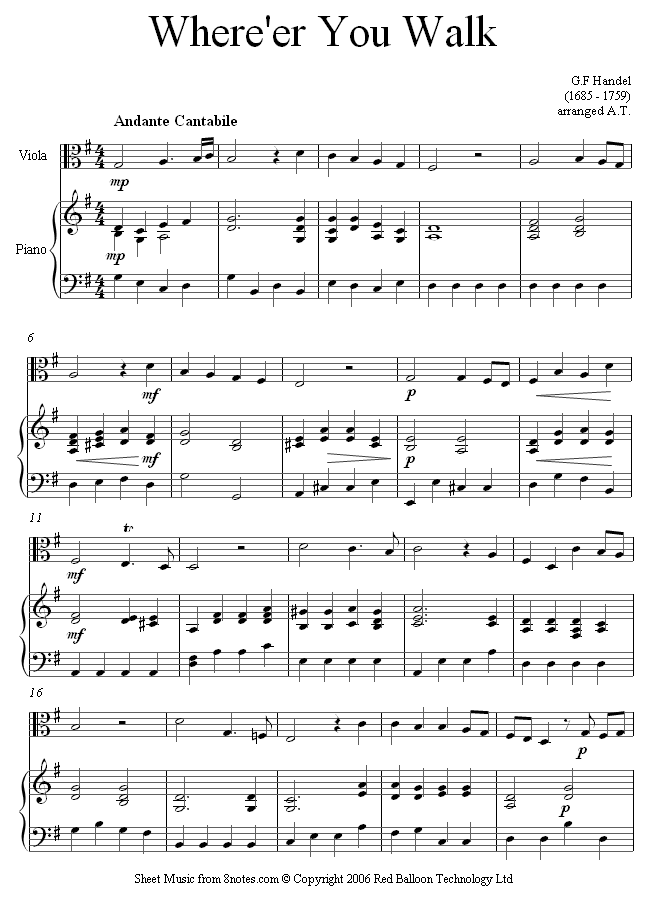 Handel - Where er you walk sheet music for Viola Handel - Where er you walk sheet music for Viola