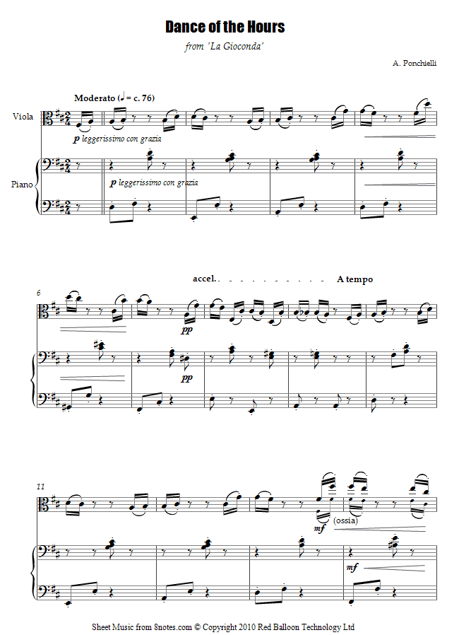 Ponchielli - Dance of the Hours from La Gioconda sheet music for Viola Ponchielli - Dance of the Hours from La Gioconda sheet music for Viola