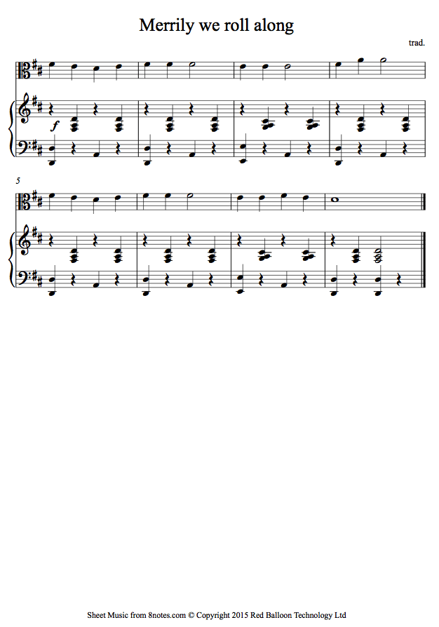 merrily along roll viola sheet keyboard 8notes shortcuts play