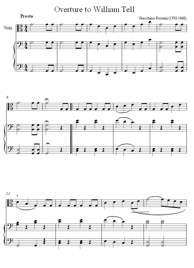 Rossini - William Tell Overture sheet music for Viola Rossini - William Tell Overture sheet music for Viola