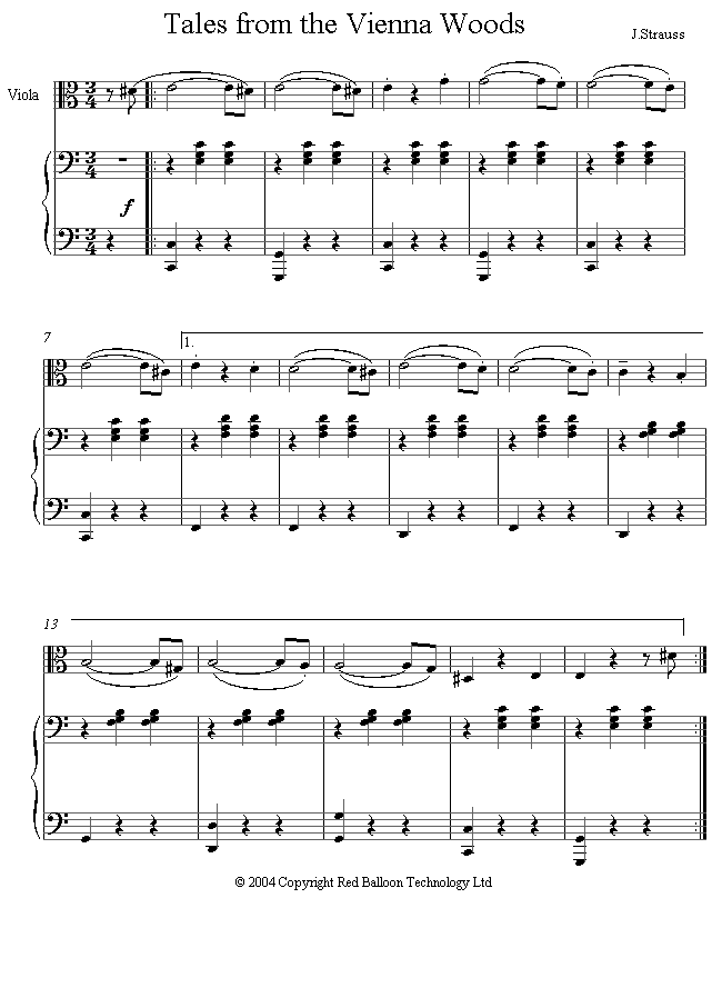 Strauss II - Tales from the Vienna Wood sheet music for Viola Strauss II - Tales from the Vienna Wood sheet music for Viola
