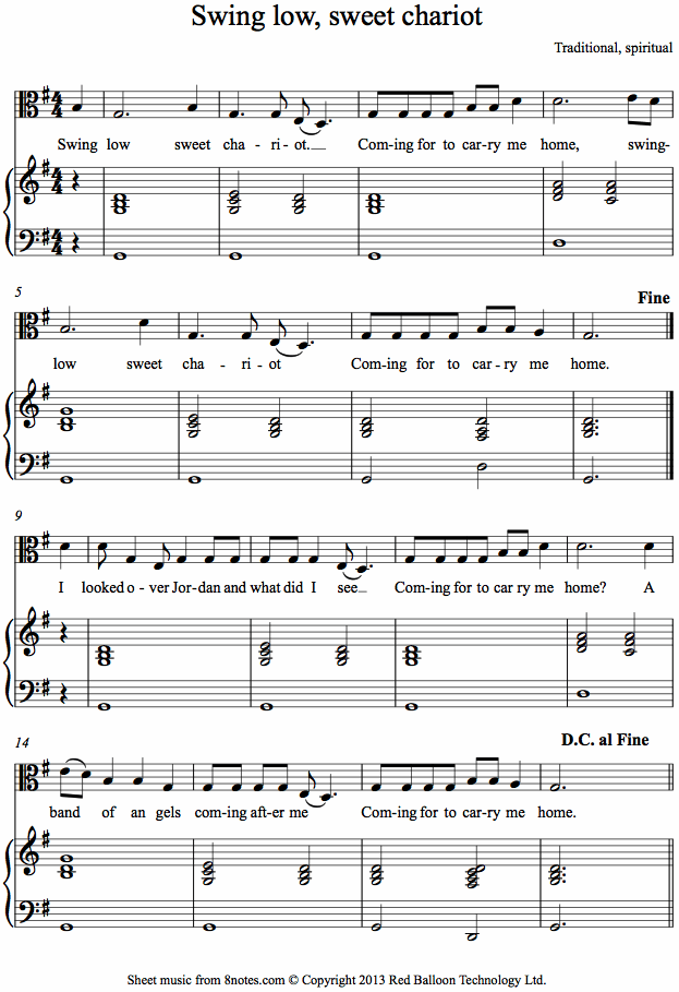 Swing low, sweet chariot sheet music for Viola Swing low, sweet chariot sheet music for Viola