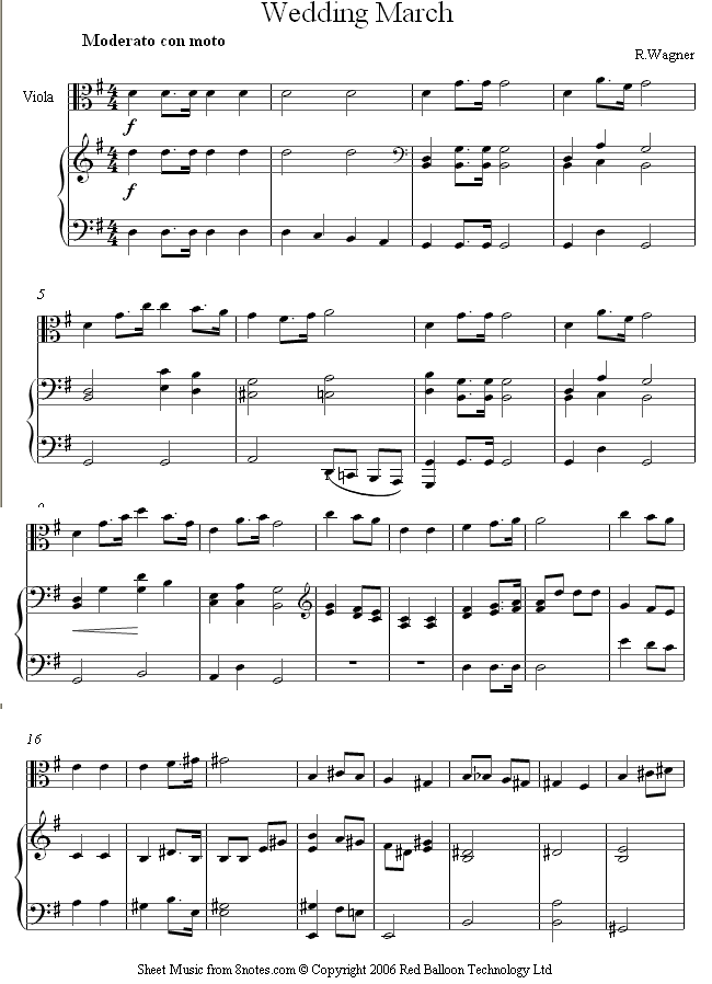 Wagner - Wedding March sheet music for Viola Wagner - Wedding March sheet music for Viola