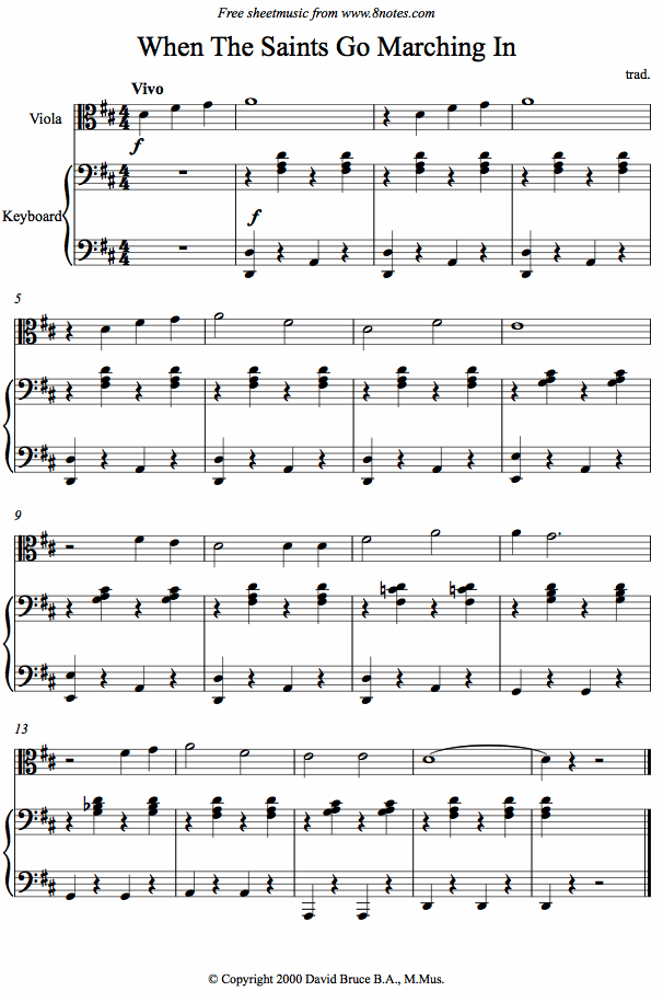 When the saints go marching in sheet music for Viola When the saints go marching in sheet music for Viola