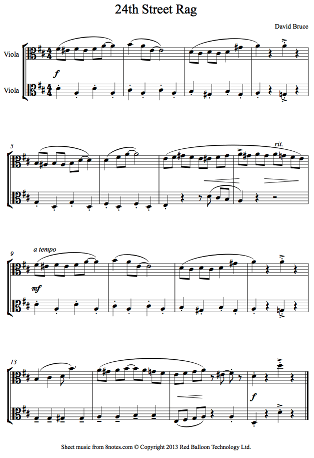 David Bruce - 24th Street Rag sheet music for Viola Duet David Bruce - 24th Street Rag sheet music for Viola Duet