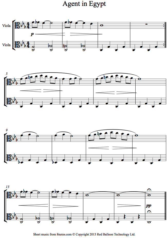 David Bruce - Agent in Egypt sheet music for Viola Duet David Bruce - Agent in Egypt sheet music for Viola Duet