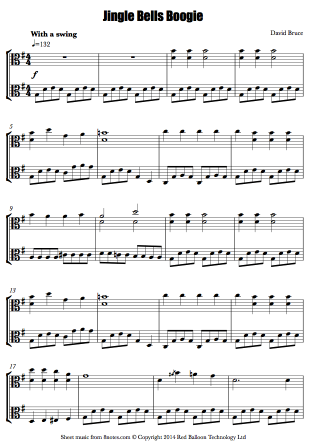 David Bruce - Jingle Bells Boogie sheet music for Viola Duet - 8notes.com