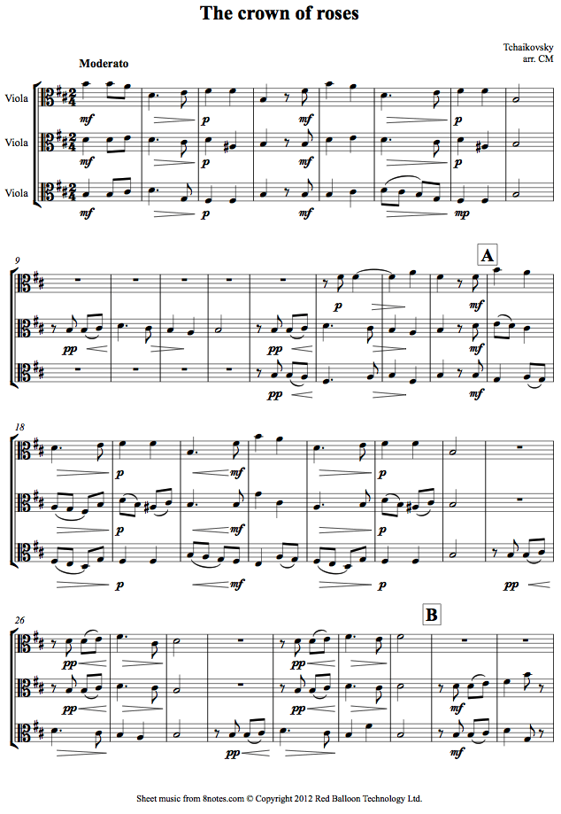 Tchaikovsky - The crown of roses sheet music for Viola Trio Tchaikovsky - The crown of roses sheet music for Viola Trio
