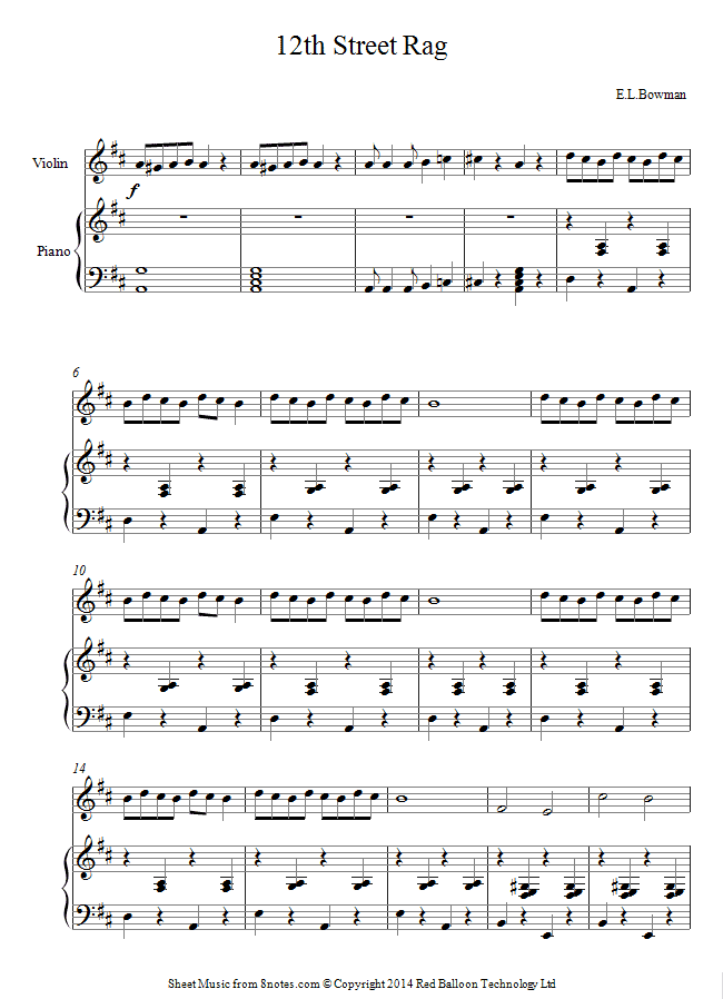 E L Bowman - 12th Street Rag sheet music for Violin E L Bowman - 12th Street Rag sheet music for Violin