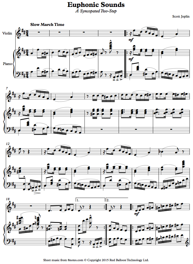 Scott Joplin Euphonic Sounds (A Syncopated TwoStep) sheet music for