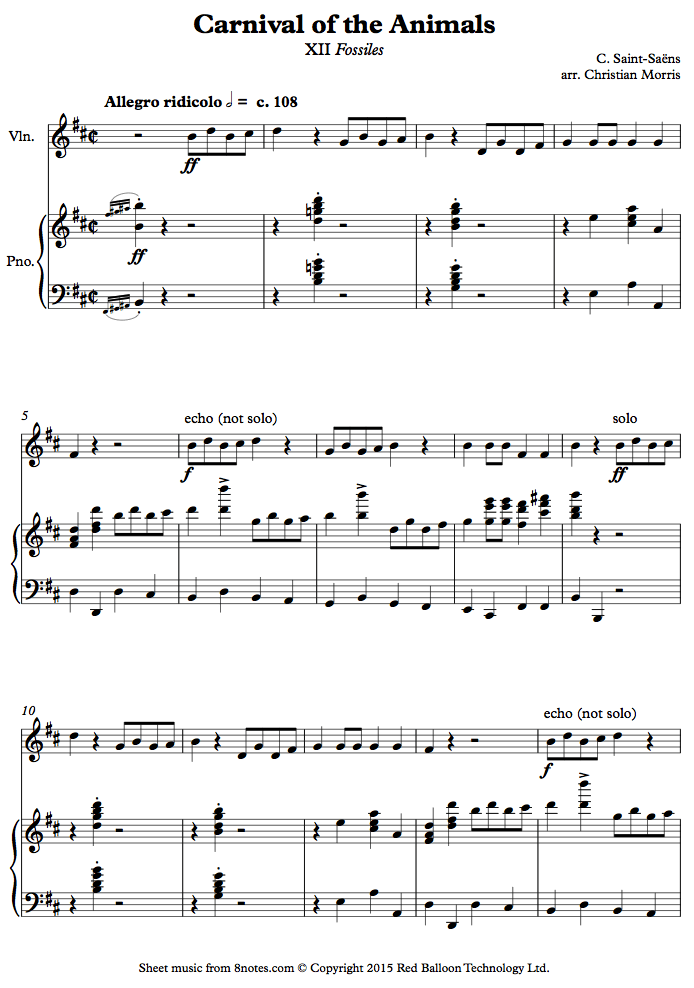 ﻿SaintSaëns XII Fossiles from Carnival of the Animals sheet music