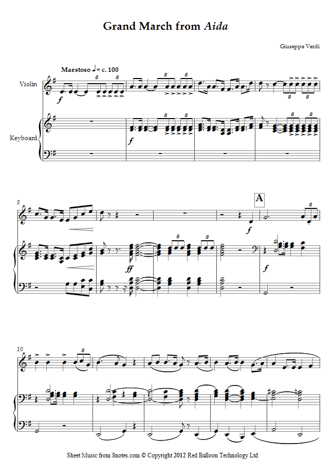 Verdi - Grand March from Aida sheet music for Violin Verdi - Grand March from Aida sheet music for Violin