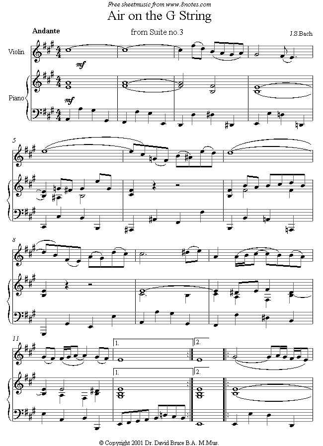 Bach - Air on the G string sheet music for Violin Bach - Air on the G string sheet music for Violin