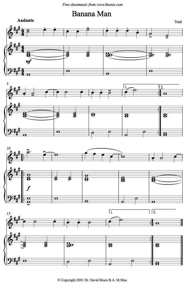 Banana Man sheet music for Violin Banana Man sheet music for Violin