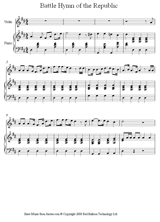 Howe - Battle Hymn of the Republic sheet music for Violin Howe - Battle Hymn of the Republic sheet music for Violin