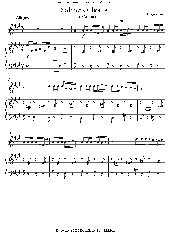 Bizet - Soldier's Chorus from Carmen sheet music for Violin Bizet - Soldier's Chorus from Carmen sheet music for Violin