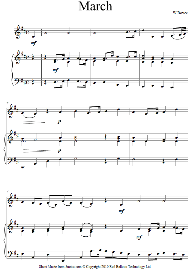 William Boyce - March sheet music for Violin William Boyce - March sheet music for Violin
